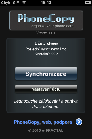 Stiskněte tlačítko Synchronizace