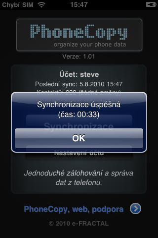 Synchronizace je hotova