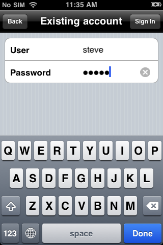 Type in your username and password