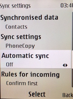 Vyberte, zda chcete používat automatickou synchronizaci (automatic sync)