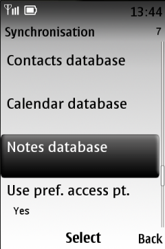 Vyberte Notes database