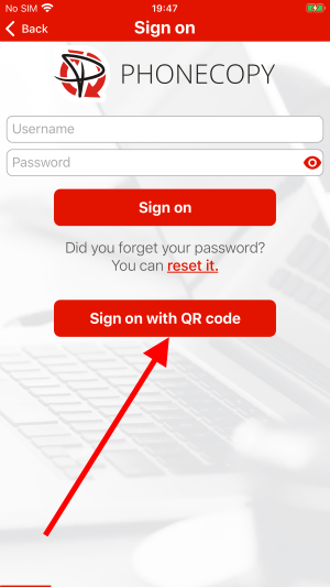 Press - Sign in using QR code