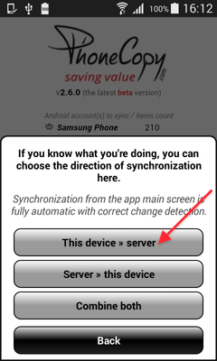 Vyberte This device >> server