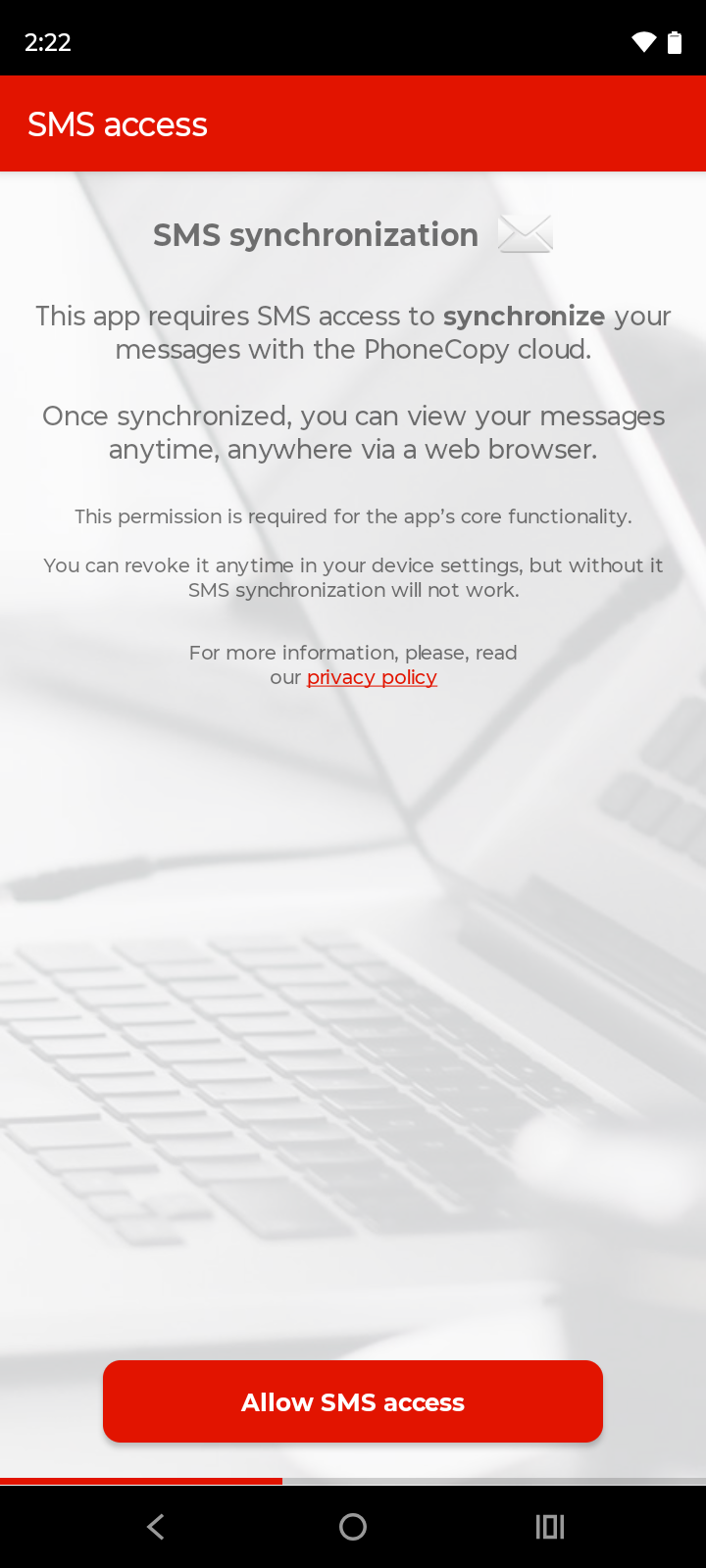 Allow SMS access