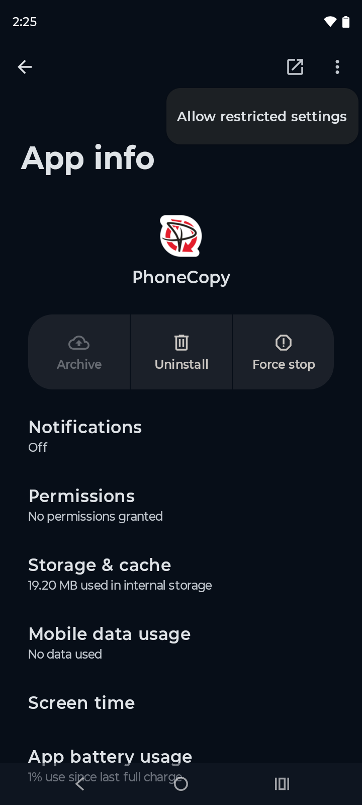 Allow restricted settings