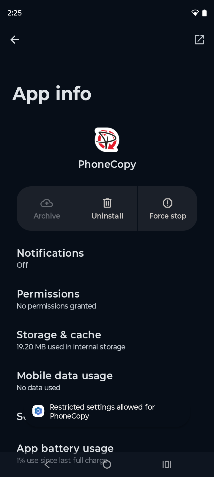Restricted settings allowed