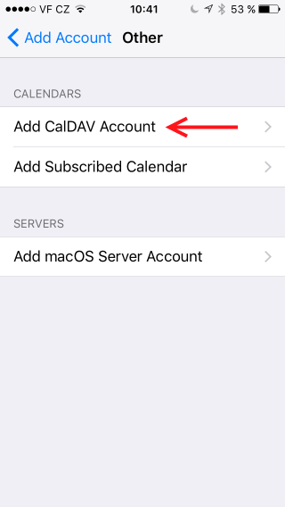 Add Caldav Account