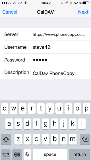 Type address, username, password and Description