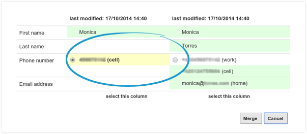 Merge two contacts together