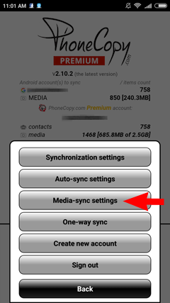 Select Media-sync Settings