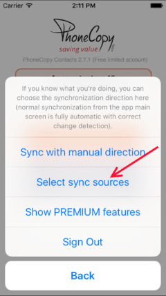 select sync sources
