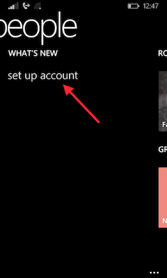 vyberte „set up account“ (v české verzi nastavení účtu)