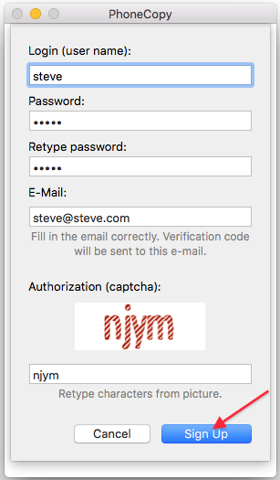 Napište uživatelské jméno, heslo, email a captchu