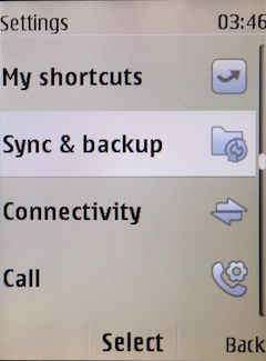 Stiskněte Sync & backup