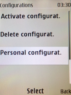 Select Personal configurat.