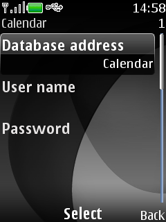 Type calendar into Database address field