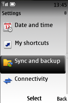 Vyberte Sync settings