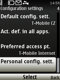 Select Personal config. sett.