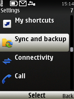 Vyberte Settings - Sync and backup