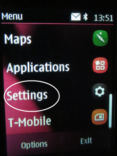 Zvolte Settings