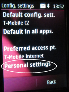 Zvolte Personal settings