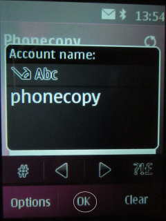 Napište Phonecopy do políčka Account name. 