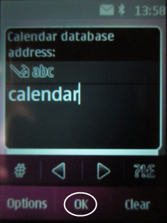Vyberte Calendar database a napište Calendar