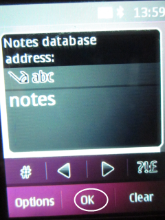 Vyberte Notes database a napište Notes.