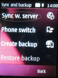 Zvolte Sync with server