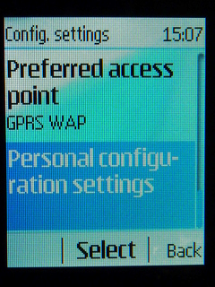 Select Personal config. sett.