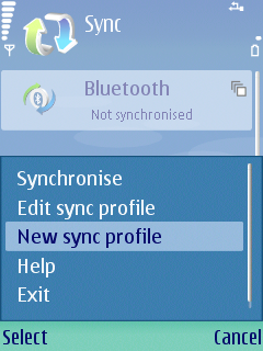 Vyberte New sync profile