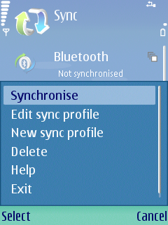 Choose Options and select synchronise