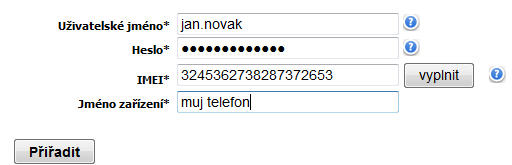 přiřazení telefonu