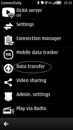 Vyberte Data transfer